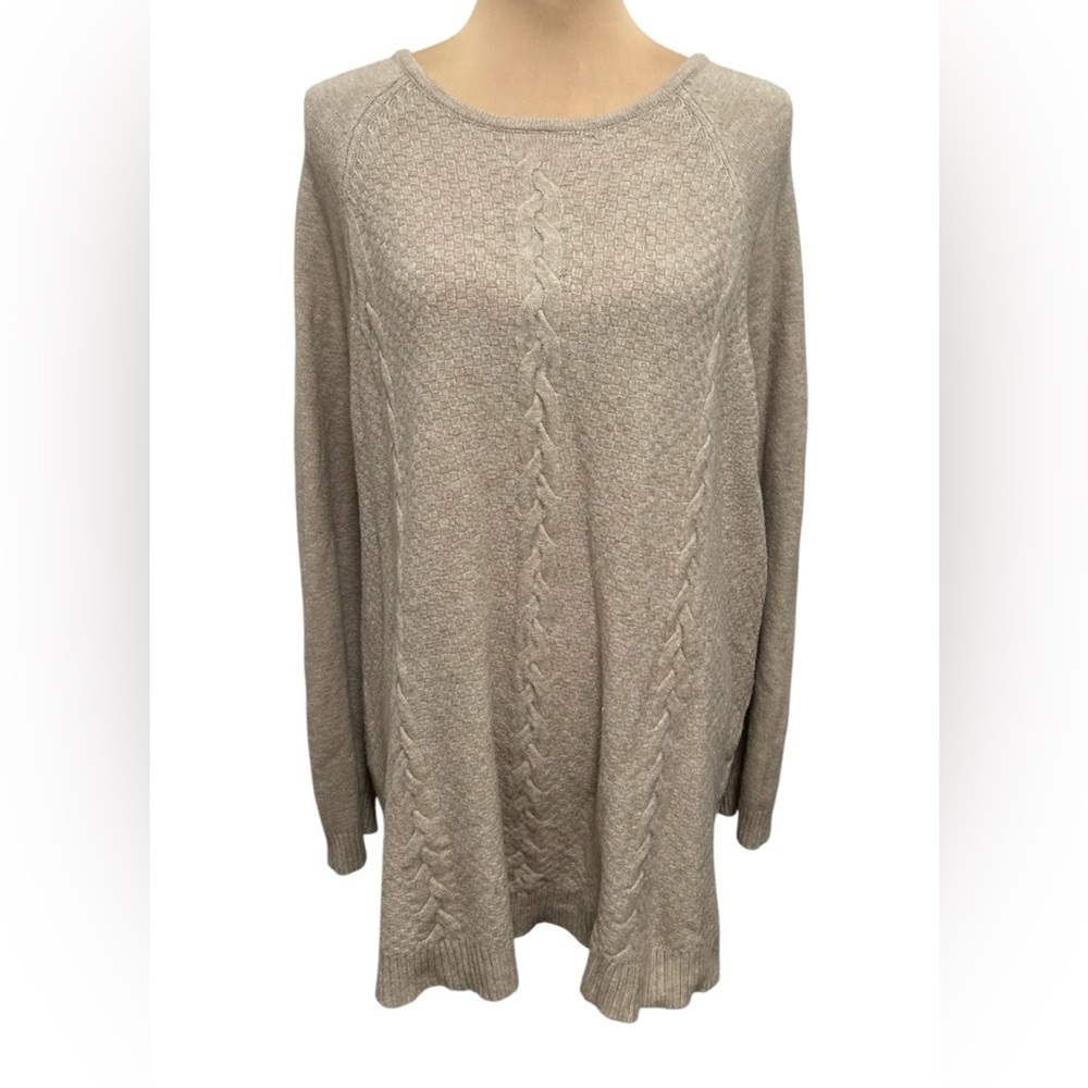 Evolution by Cyrus Beige Cable Knit Pullover Sweater Long Sleeve Women's Size 3X